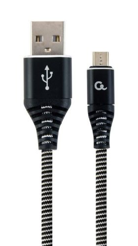  Gembird Premium Micro-USB - USB-A töltő- és adatkábel 1m fekete-fehér (CC-USB2B-AMmBM-1M-BW) 