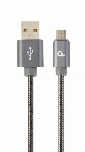  Gembird Micro-USB - USB-A adat- és töltőkábel 1m metálszürke (CC-USB2S-AMmBM-1M-BG) 