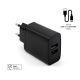  FIXED Travel 2xUSB-A hálózati töltő 15W fekete + USB-A - Lightning kábel (FIXC15-2UL-BK) 