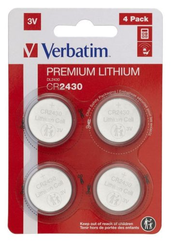  Verbatim lítium gombelem CR2430 (4db/csomag) (49534) 
