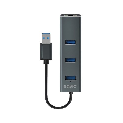  Savio AK-58 3x USB 3.0 Hub + Ethernet 