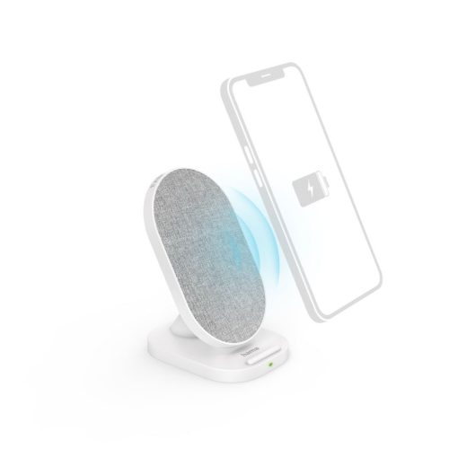  Hama 201686 QI-FC10S-Fab vezeték nélküli mobiltelefon töltő 10W fehér-szürke 