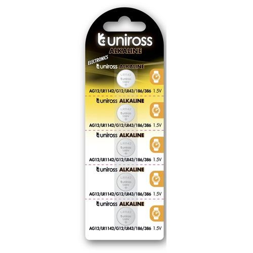  Uniross LR43/AG12 1,5V alkáli gombelem 5db/bliszter (U5LR1142) 