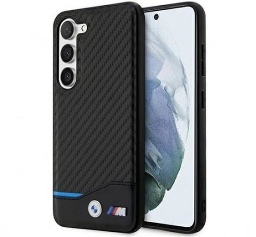  BMW Leather Carbon Samsung S23+ hátlap tok fekete (BMHCS23M22NBCK) 