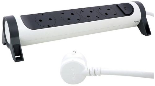 Legrand elosztó 4 aljzat, 3m vezeték fekete (694536) 