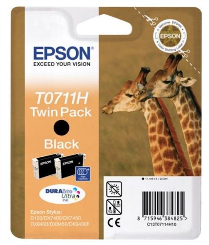  Epson T0711H Twin Pack fekete tintapatron (C13T07114012) 