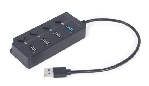  Gembird USB-A HUB 4 portos fekete (UHB-U3P1U2P3P-01) 