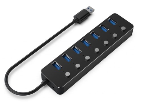  Gembird USB 3.0 HUB 7 portos fekete (UHB-U3P7P-01) 