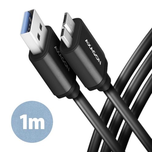  Axagon USB-A - USB micro-B adat/töltőkábel 1m fekete (BUMM3-AM10AB) 