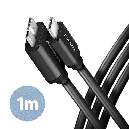  Axagon USB-C - USB micro-B adat/töltőkábel 1m fekete (BUMM3-CM10AB) 