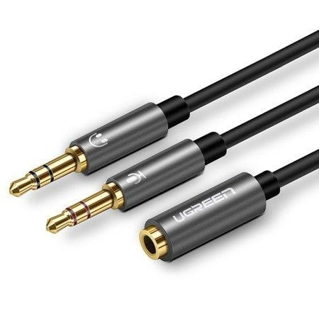  UGREEN AV140 AUX audio splitter fejhallgató + mikrofon 3,5 mm-es mini jack kábelhez 28cm fekete (20899) 
