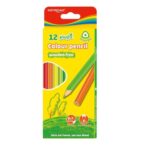  Keyroad famentes színes ceruza készlet háromszögletű, 12 szín (KR972395) 