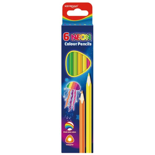  Keyroad színes ceruza készlet háromszögletű, 6 neon szín (KR971754) 