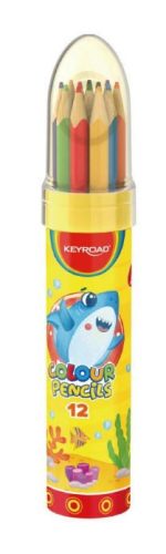  Keyroad színes ceruza készlet henger alakú tartóban, háromszögletű, 12 szín (KR972228) 