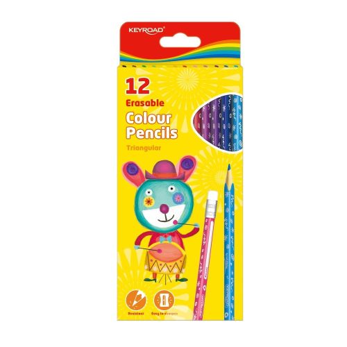  Keyroad radíros színes ceruza készlet, háromszögletű,12 szín (KR971453) 