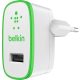  Belkin hálózati töltő USB csatlakozással 2.1 A fehér-zöld (F8M670vfWHT) 