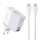  LDNIO A2620C USB-A + USB-C hálózati töltő 65W + USB-C - USB-C kábel fehér 
