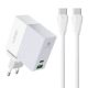  LDNIO A2620C USB-A + USB-C hálózati töltő 65W + USB-C - USB-C kábel fehér 