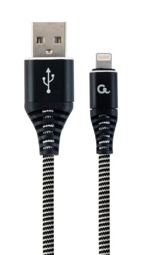  Gembird 8-pin - USB-A adat- és töltőkábel 1m fekete-fehér (CC-USB2B-AMLM-1M-BW) 