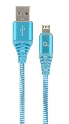  Gembird 8-pin - USB-A adat- és töltőkábel 1m türkizkék-fehér (CC-USB2B-AMLM-1M-VW) 