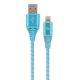  Gembird 8-pin - USB-A adat- és töltőkábel 1m türkizkék-fehér (CC-USB2B-AMLM-1M-VW) 