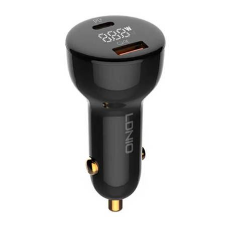  LDNIO C101 autós töltő USB-A- USB-C + USB-C-USB-C kábel (5905316146945) 