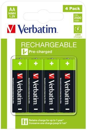  Verbatim Rechargeable tölthető ceruzaelem AA 4x2500 mAh (49517) 