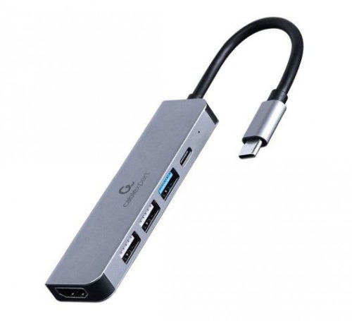  Gembird Multi Port Adapter USB Type C 5in1 USB hub szürke (A-CM-COMBO5-03) 