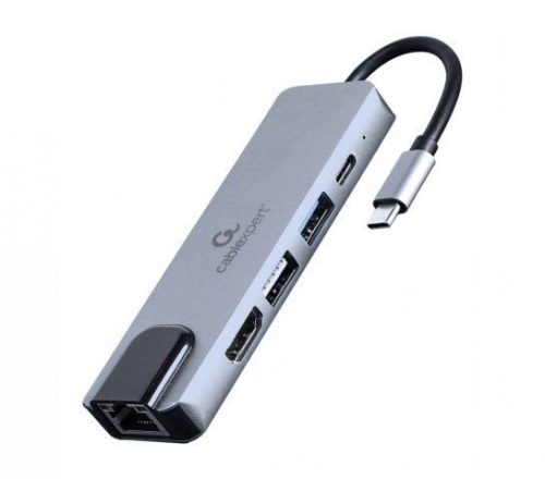  Gembird Multi Port Adapter USB Type C 5in1 USB hub szürke (A-CM-COMBO5-04) 