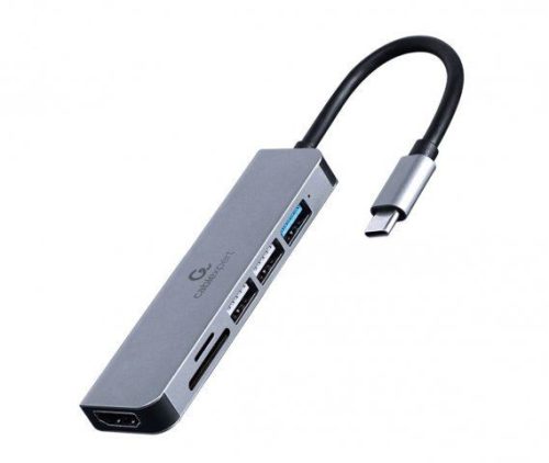  Gembird Multi Port Adapter USB Type C 6in1 USB hub szürke (A-CM-COMBO6-02) 