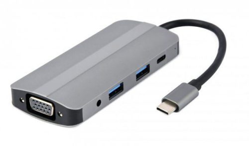  Gembird Multi Port Adapter USB Type C 8in1 USB hub szürke (A-CM-COMBO8-02) 