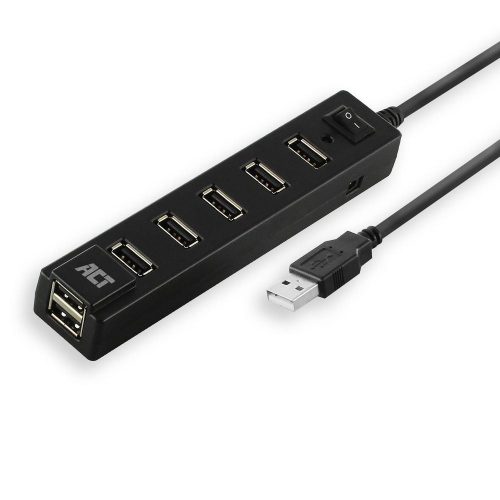  ACT USB Hub 2.0 7 portos kapcsolóval fekete (AC6215) 