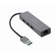  Gembird USB Gigabit hálózati adapter 3 portos USB 3.0 Hub-bal szürke (A-AMU3-LAN-01) 