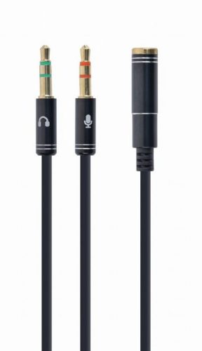  Gembird 3.5 mm 4-pin -> 2 x 3.5 mm stereo adapter fekete (CCA-418M) 