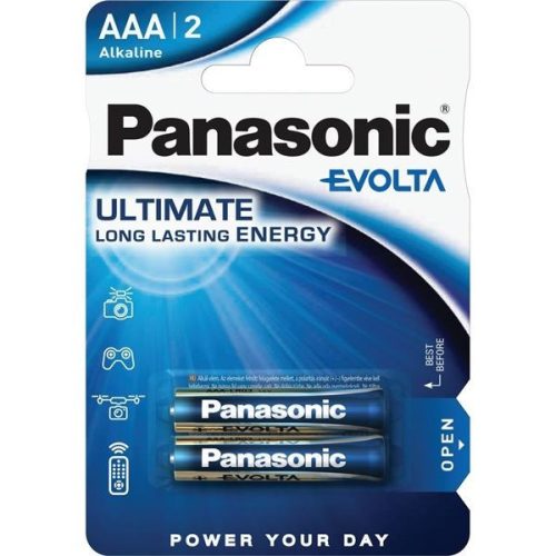  Panasonic EVOLTA 1,5V AAA/mikro szupertartós alkáli elem (2 db/csomag) (LR03EGE-2BP) 