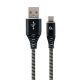  Gembird USB type-C - USB Type-A szövet borítású adat- és töltőkábel 2m fehér-fekete (CC-USB2B-AMCM-2M-BW) 