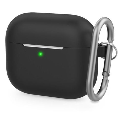  Phoner Simple Apple Airpods 3 szilikon tok akasztóval fekete (PN-CP-148-BK-FHD) 