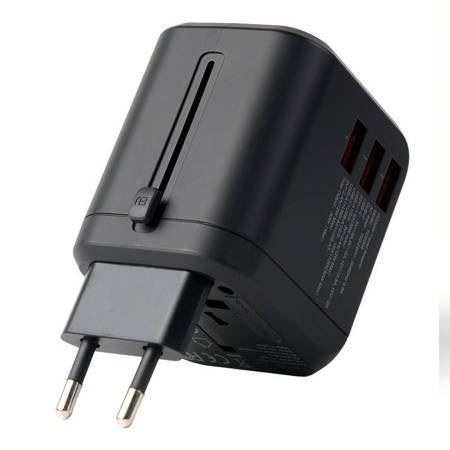  Choetech PD5008 utazó hálózati töltő 3xUSB-A 1xUSB-30W fekete 
