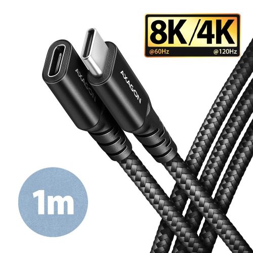  Axagon SPEED+ USB-C apa - USB-C anya hosszabbító kábel 1m fekete (BUCM32-CF10AB) 