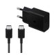  Samsung USB Type-C hálózati töltő 15W + USB Type-C kábel fekete "Gigapack csomagolás" (EP-T1510EBE / EP-DA705BBE) 