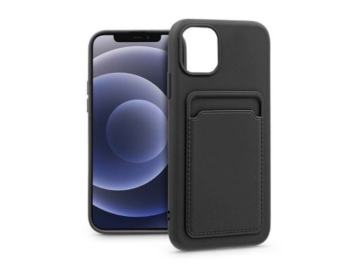  Haffner iPhone 12/12 Pro szilikon hátlap kártyatartóval fekete (PT-6691) 