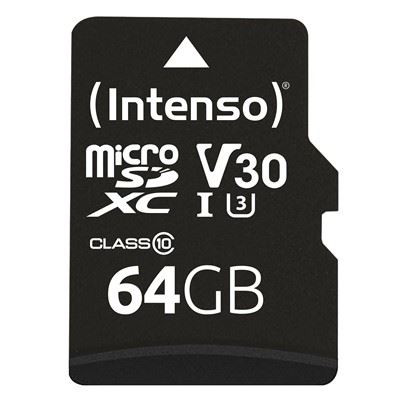  64GB microSDXC Intenso Professional memóriakártya + adapter UHS-I C10 U1 V30 (3433490) 