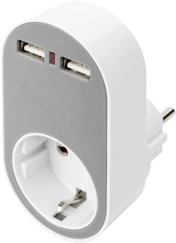  Digitus 2xUSB-A 1xdugalj töltőadapter fehér (DA-70617) 