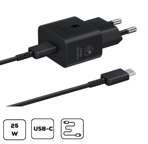  Samsung EP-T2510XBEGEU 25W hálózati töltőfej USB Type-C kábellel fekete 