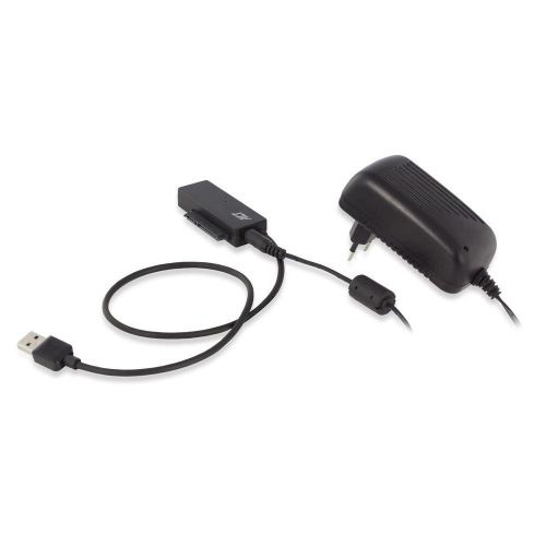 ACT AC1515 USB-A merevlemez adapter 2,5"/3,25" SSD/HDD tápegységgel fekete 