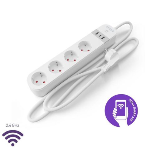  Tesla okos hosszabító 4 aljzat 2xUSBA - USB-C (TSL-SPL-SPS300) 