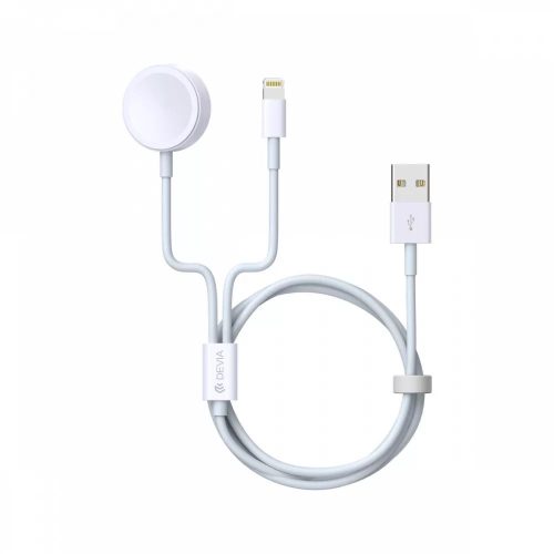  Devia 2in1 Smart Lightning és mágneses Apple Watch töltőkábel 1.2m fehér (EA199) 