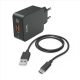  Hama USB-A hálózati töltő 1,5m USB-A - USB-C kábellel fekete (201625) 