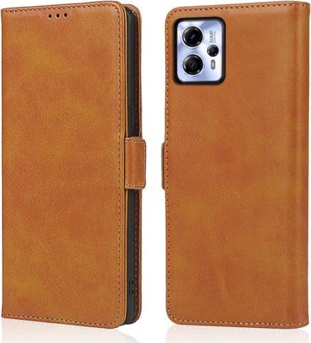  Tok álló, valódi bőr (FLIP, oldalra nyíló, asztali tartó) BARNA (Xiaomi Redmi 12C) 