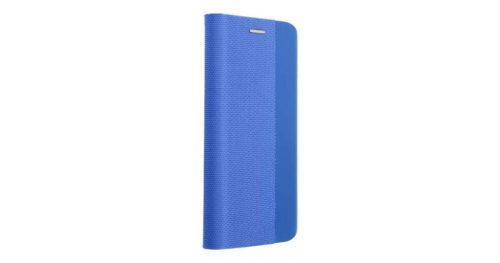  Tok álló, bőr hatású (FLIP, oldalra nyíló, asztali tartó, textil minta) KÉK (Samsung Galaxy A14 4G / 5G ) 